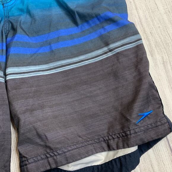 Mens Speedo Blue Design Swim Trunks Size Medium - Picture 2 of 5